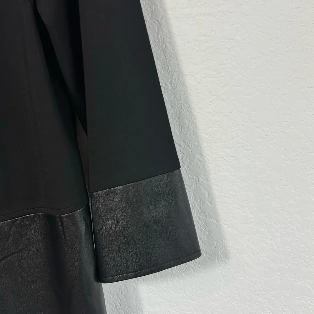 MING WANG BLACK BLAZER WOMEN LEATHER JACKET SIZE XS BRAND NEW WITH TAGS - Picture 3 of 4